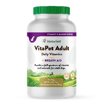 NaturVet VitaPet Adult Daily Vitamins Plus Breath Aid 60 Chewable Tablets